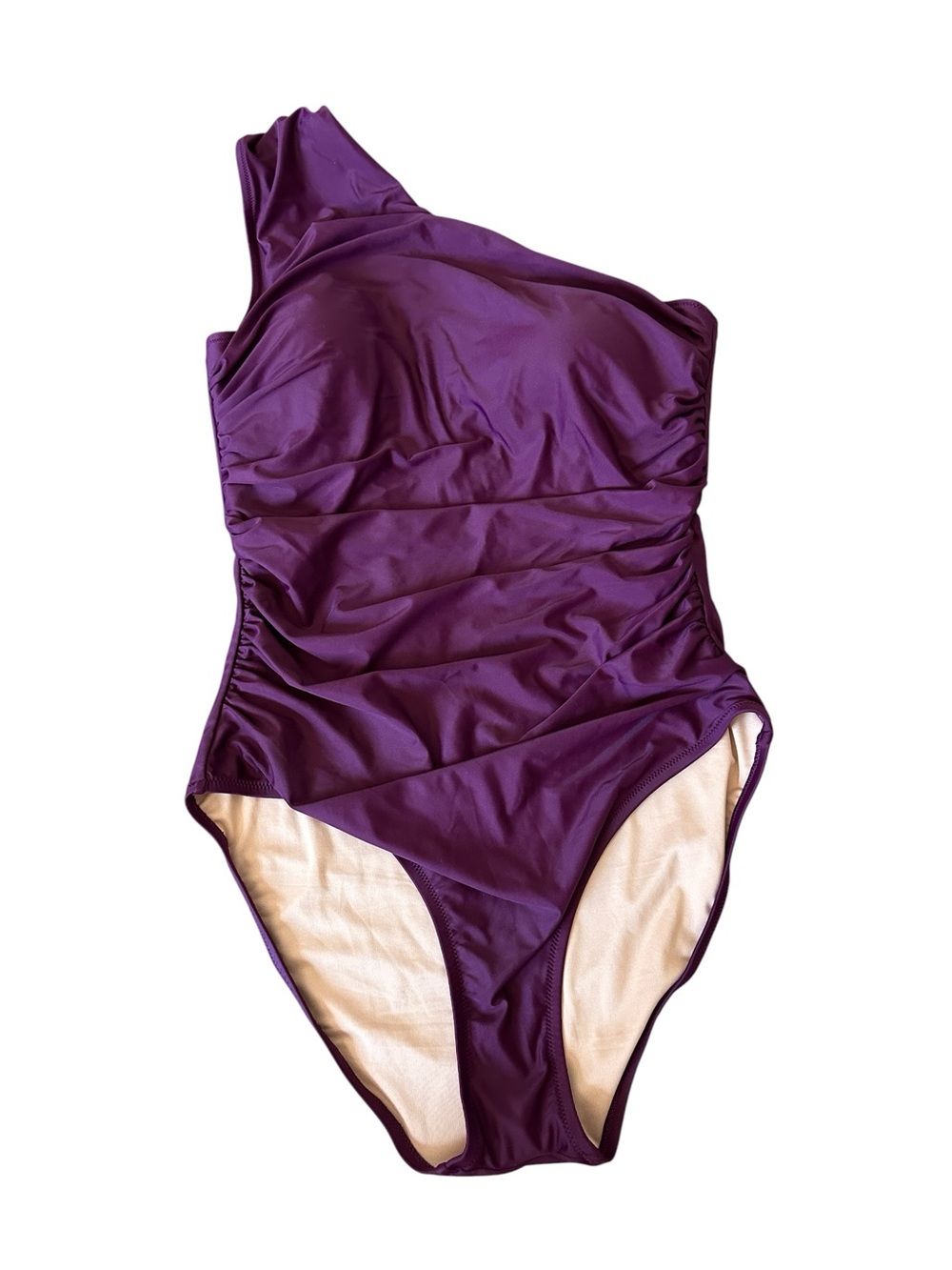 J.Crew One Shoulder Ruched One Piece Swimsuit Size 14 NWT Purple